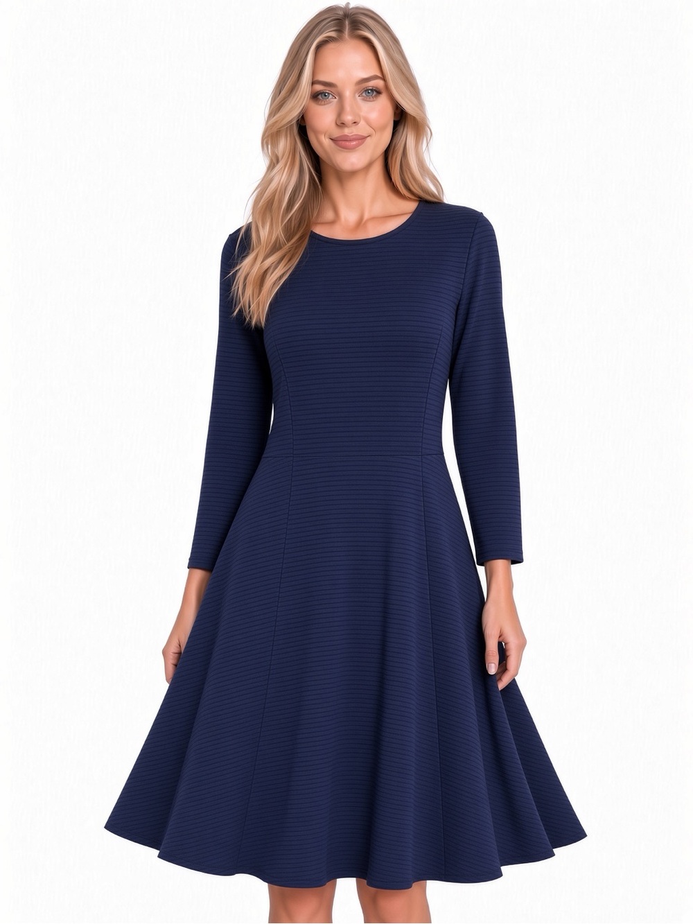 The Limited Navy Long Sleeve Fit & Flare Dress Sz L